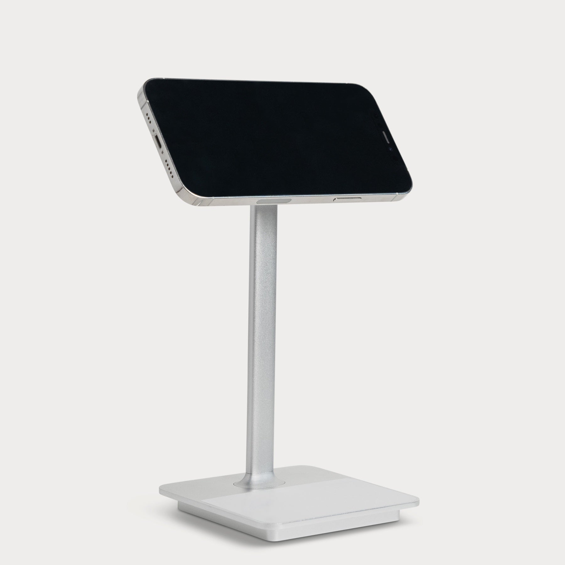 Magnetic Phone Stand with Dual Wireless Charging - Black / Silver