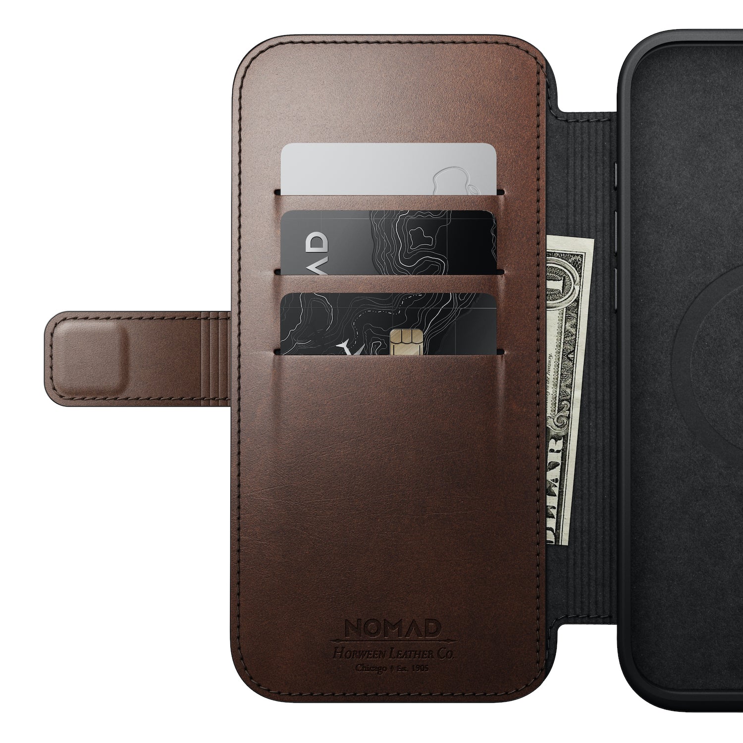 Modern Horween Leather Folio for iPhone 16 Pro and Pro Max