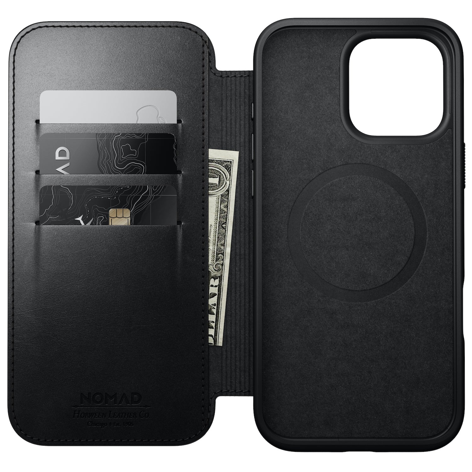 Modern Horween Leather Folio for iPhone 16 Pro and Pro Max