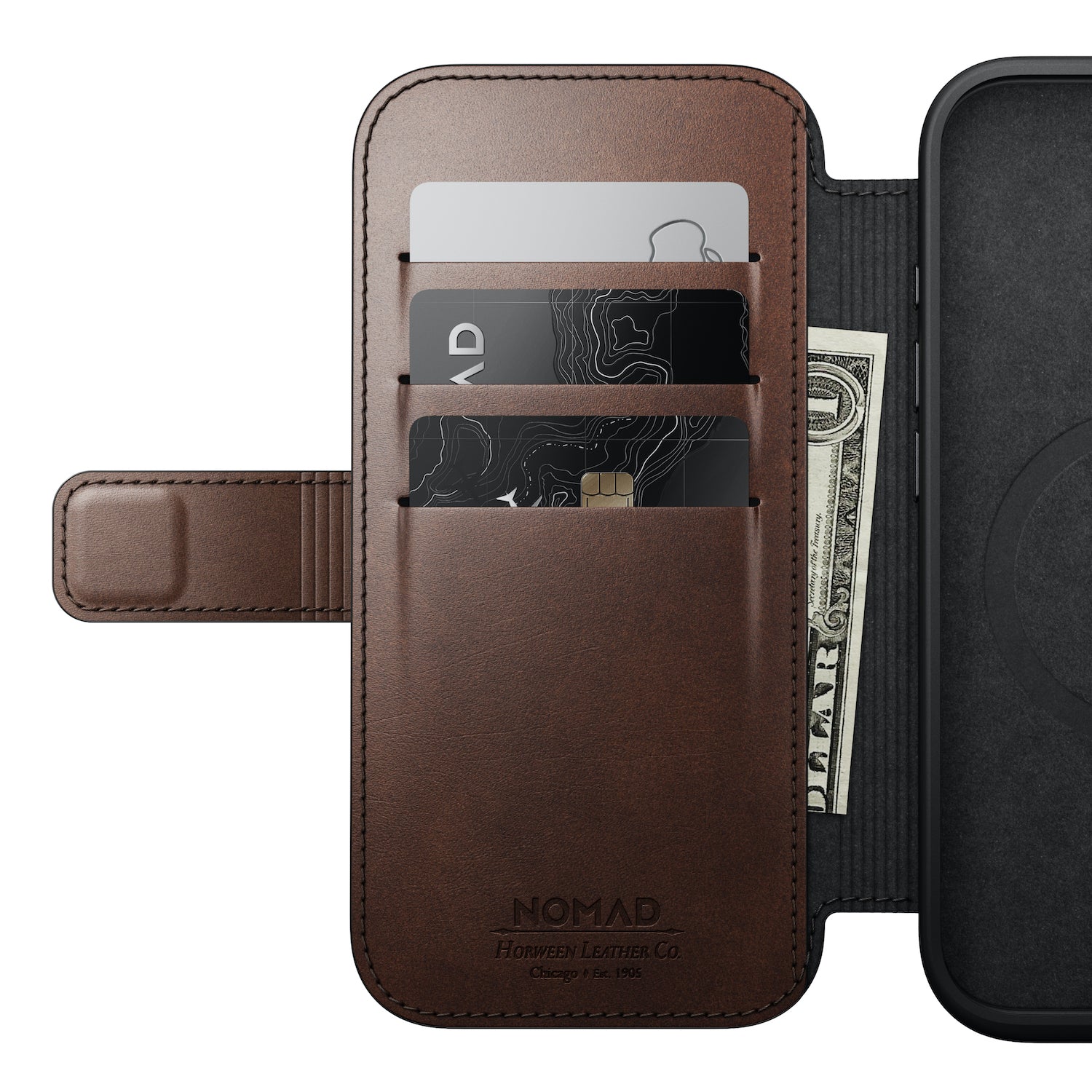 Modern Horween Leather Folio for iPhone 16 Pro and Pro Max