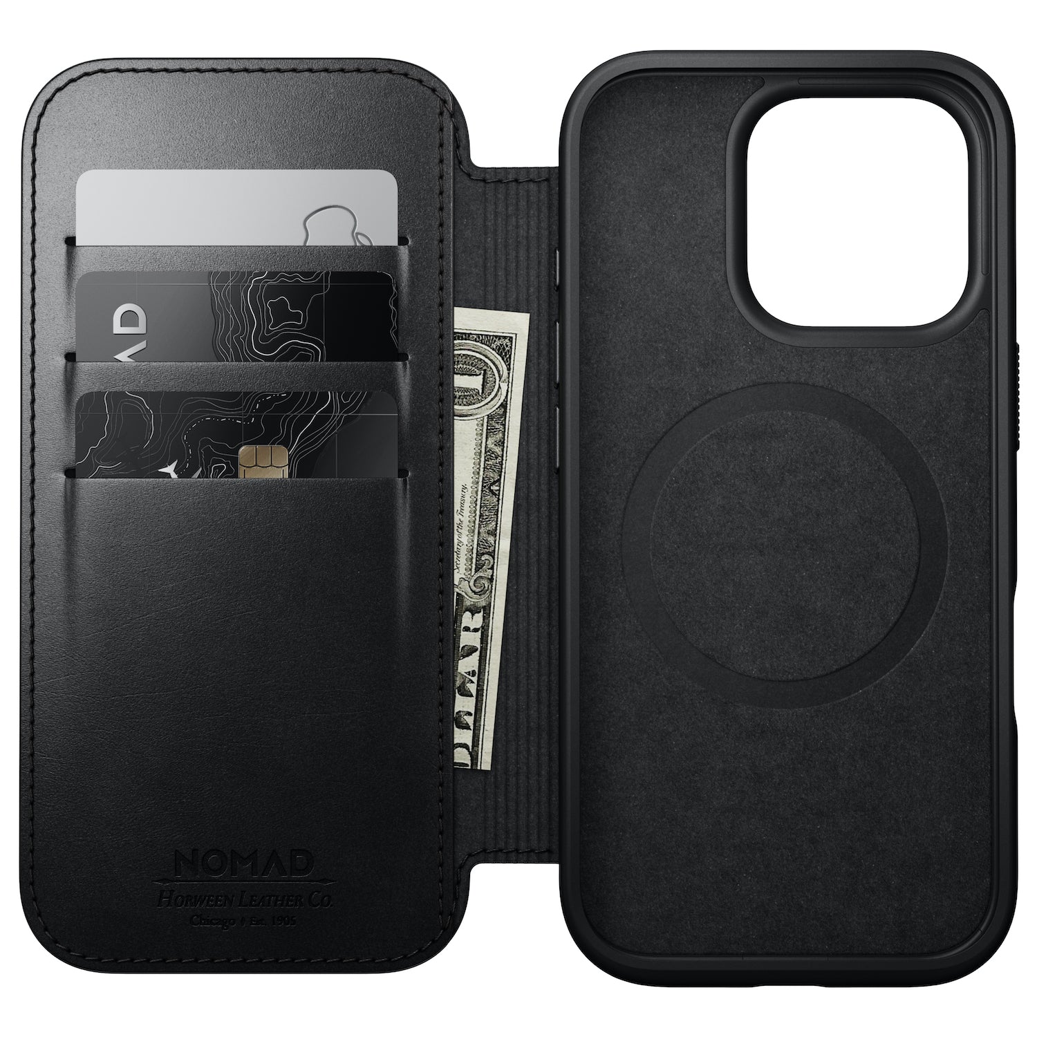Modern Horween Leather Folio for iPhone 16 Pro and Pro Max