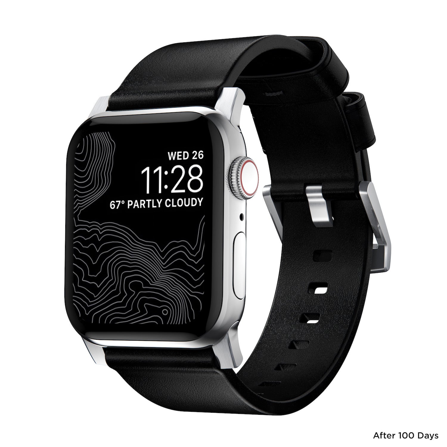 Modern Band for Apple Watch 45/49mm - Black with Silver Hardware