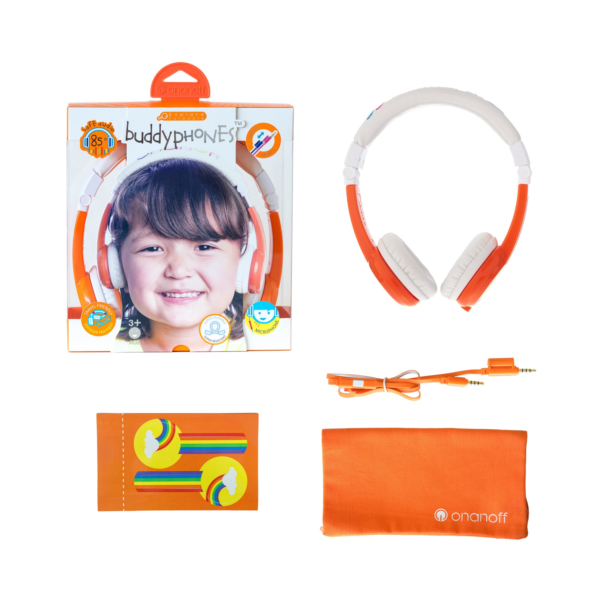 BuddyPhones Explore Foldable with Mic Orange