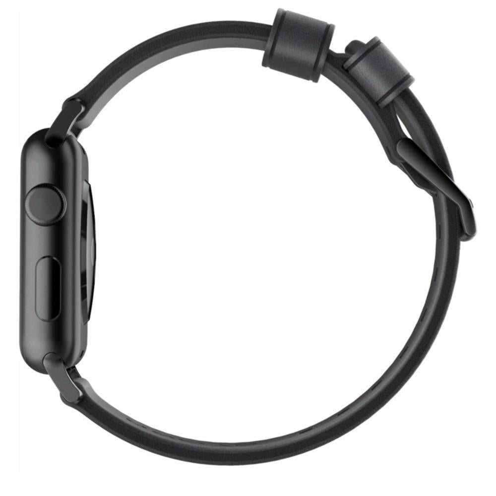 Leather Strap for Apple Watch 44/45/49mm - Modern Build, Black with Black Hardware