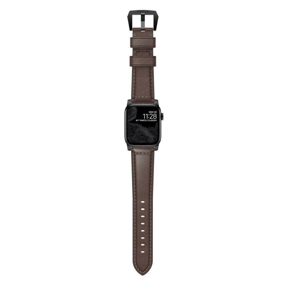 Traditional Strap for Apple Watch 44/45/49mm - Rustic Brown, Black Hardware