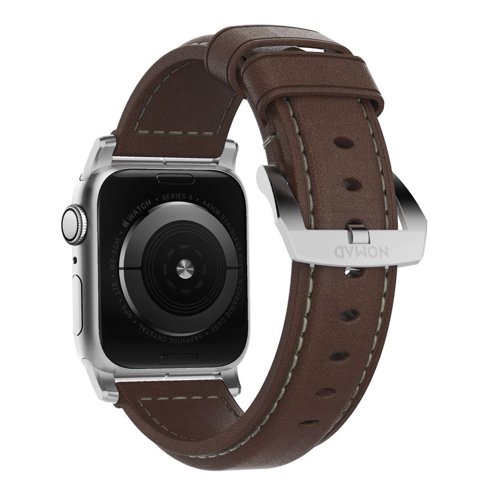 Traditional Strap for Apple Watch 44/45/49mm - Rustic Brown Silver Hardware