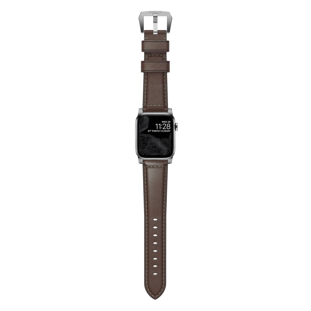Traditional Strap for Apple Watch 44/45/49mm - Rustic Brown Silver Hardware