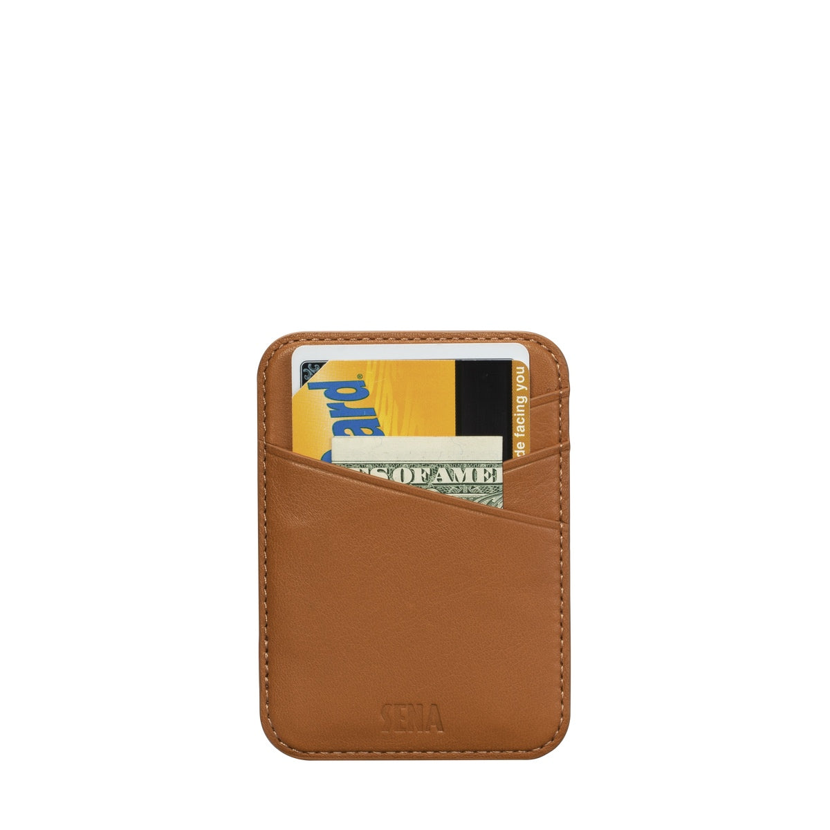 Magnetic Wallet Back for iPhone 12 ~ 16 Series - Tan