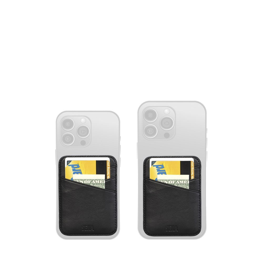Magnetic Wallet Back for iPhone 12 ~ 16 Series - Black