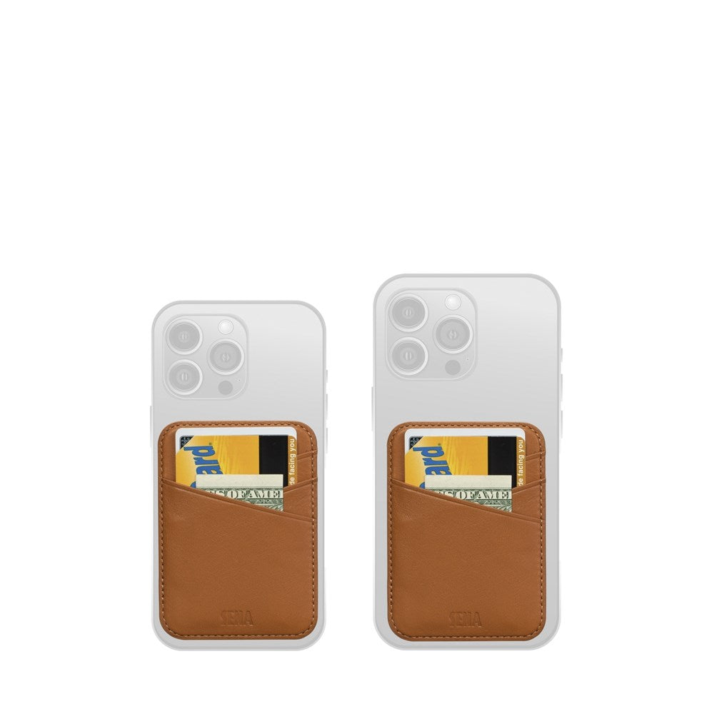 Magnetic Wallet Back for iPhone 12 ~ 16 Series - Tan