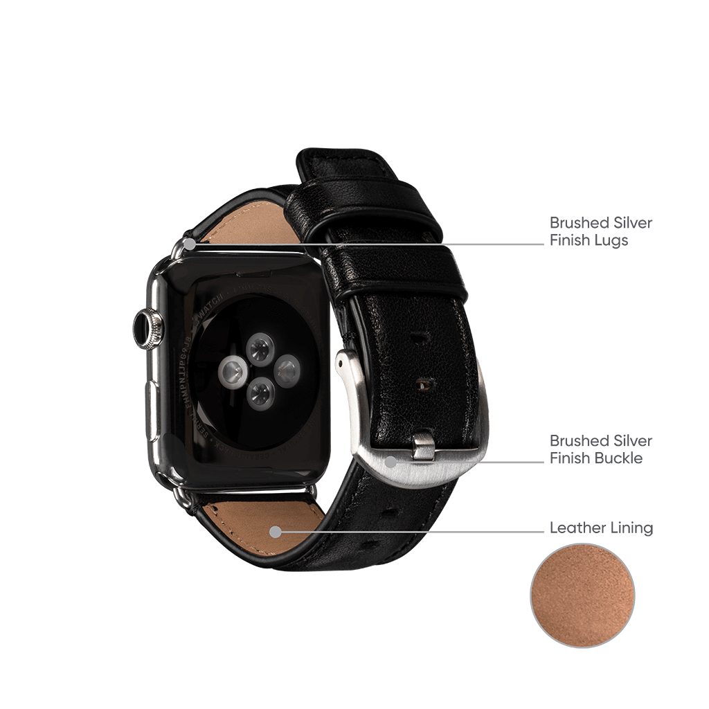 Deen Leather Apple Watch Band 42/44/45mm - Black