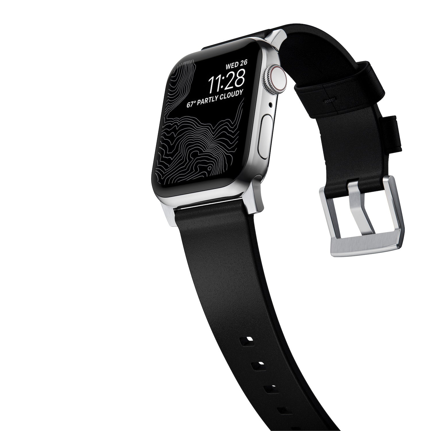 Modern Band for Apple Watch 45/49mm - Black with Silver Hardware