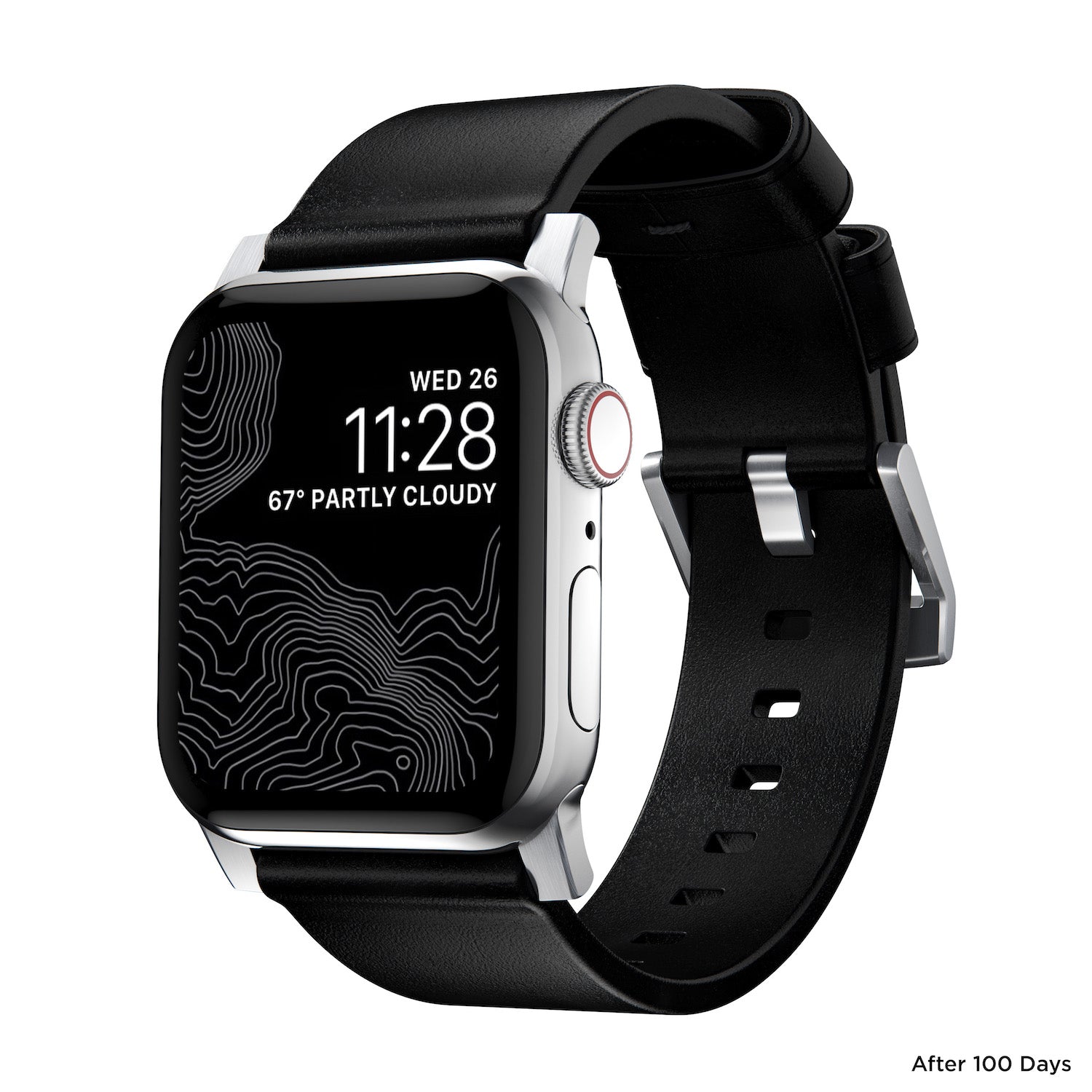 Modern Band for Apple Watch 45/49mm - Black with Silver Hardware