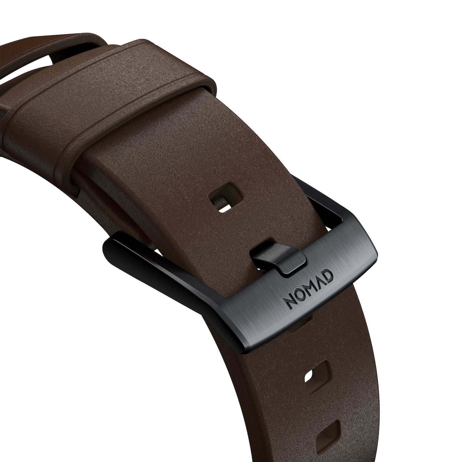 Horween Leather Strap for Apple Watch 44/45/49mm - Modern Build, Rustic Brown w/ Silver Hardware
