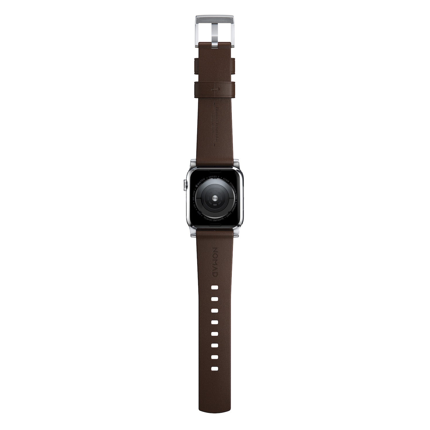 Horween Leather Strap for Apple Watch 44/45/49mm - Modern Build, Rustic Brown w/ Black Hardware