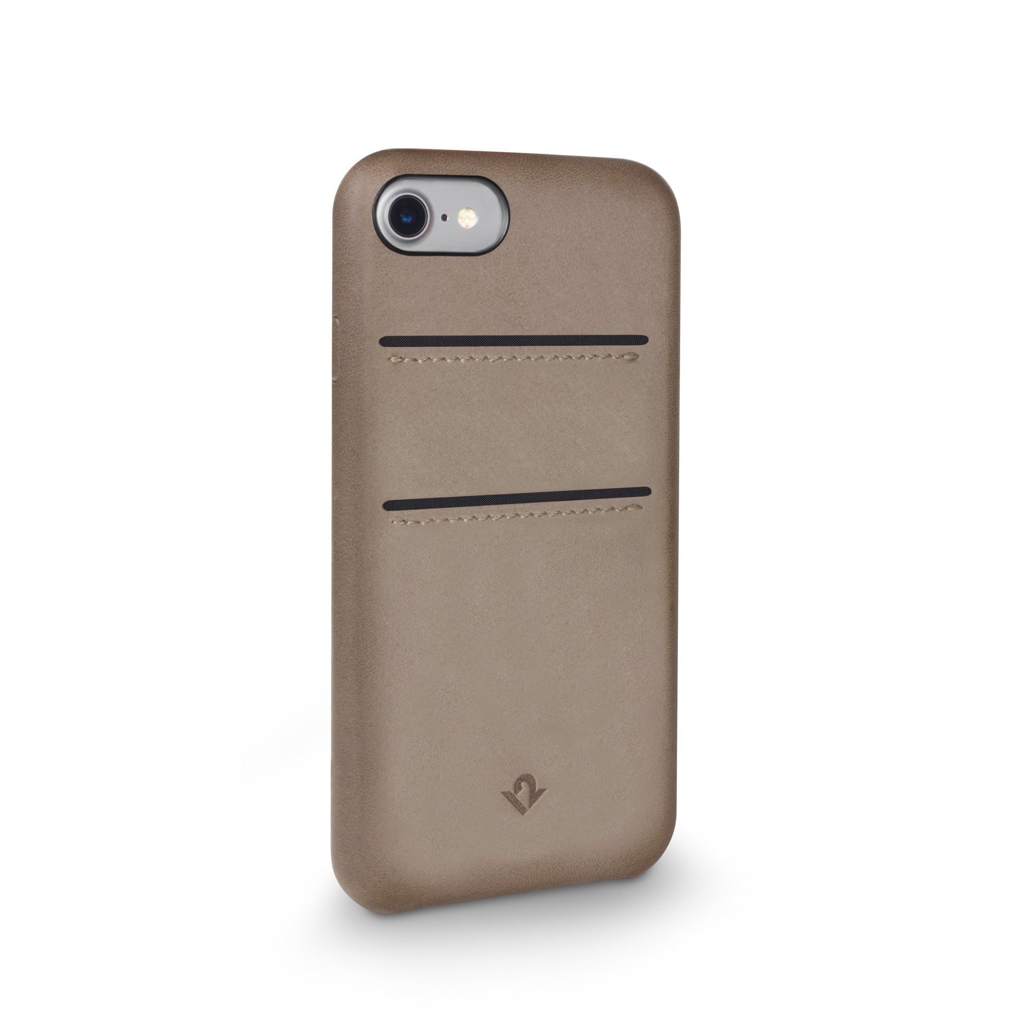 Relaxed Leather case with pockets for iPhone 7/8 - Warm Taupe