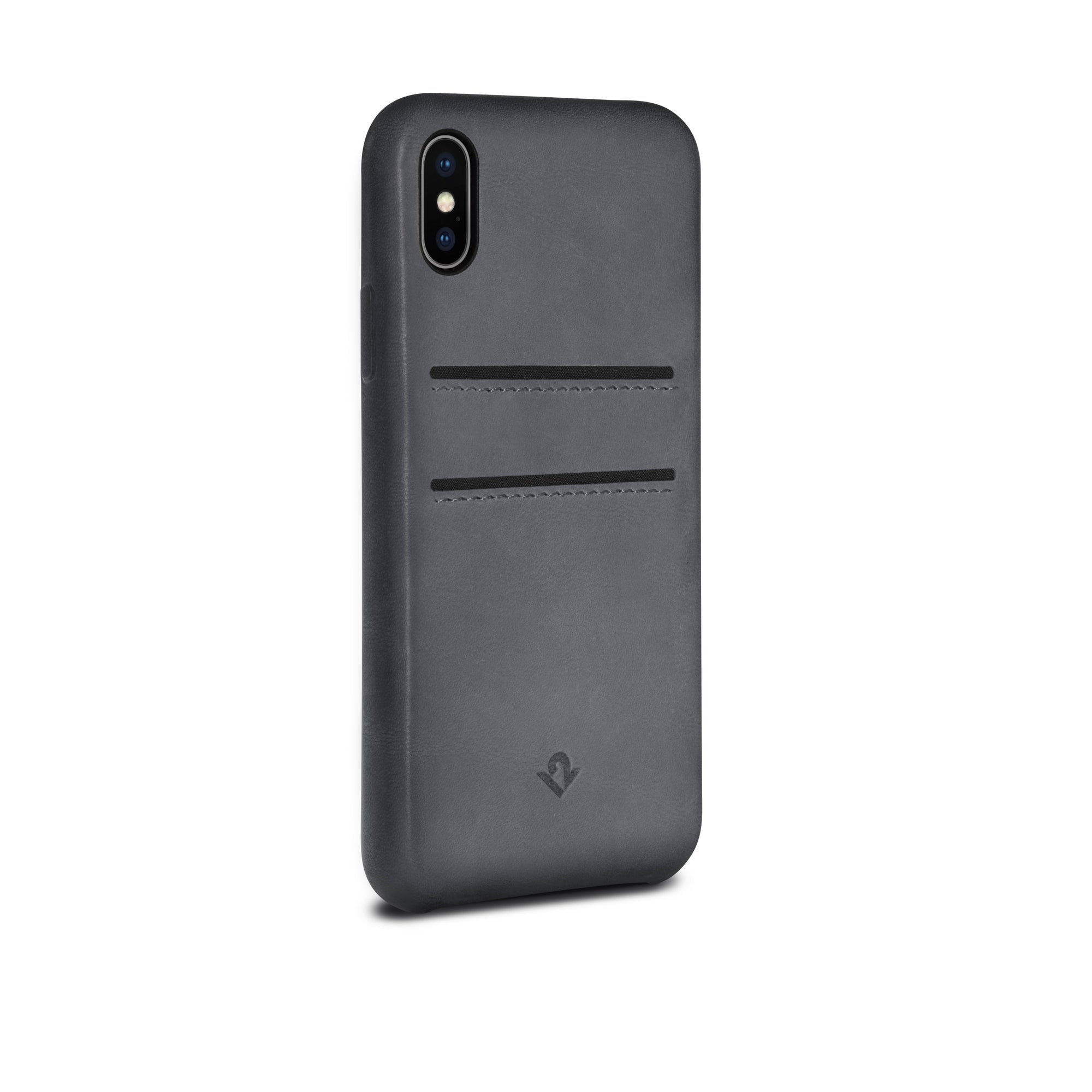 Relaxed Leather case with pockets for iPhone X - Earl Grey