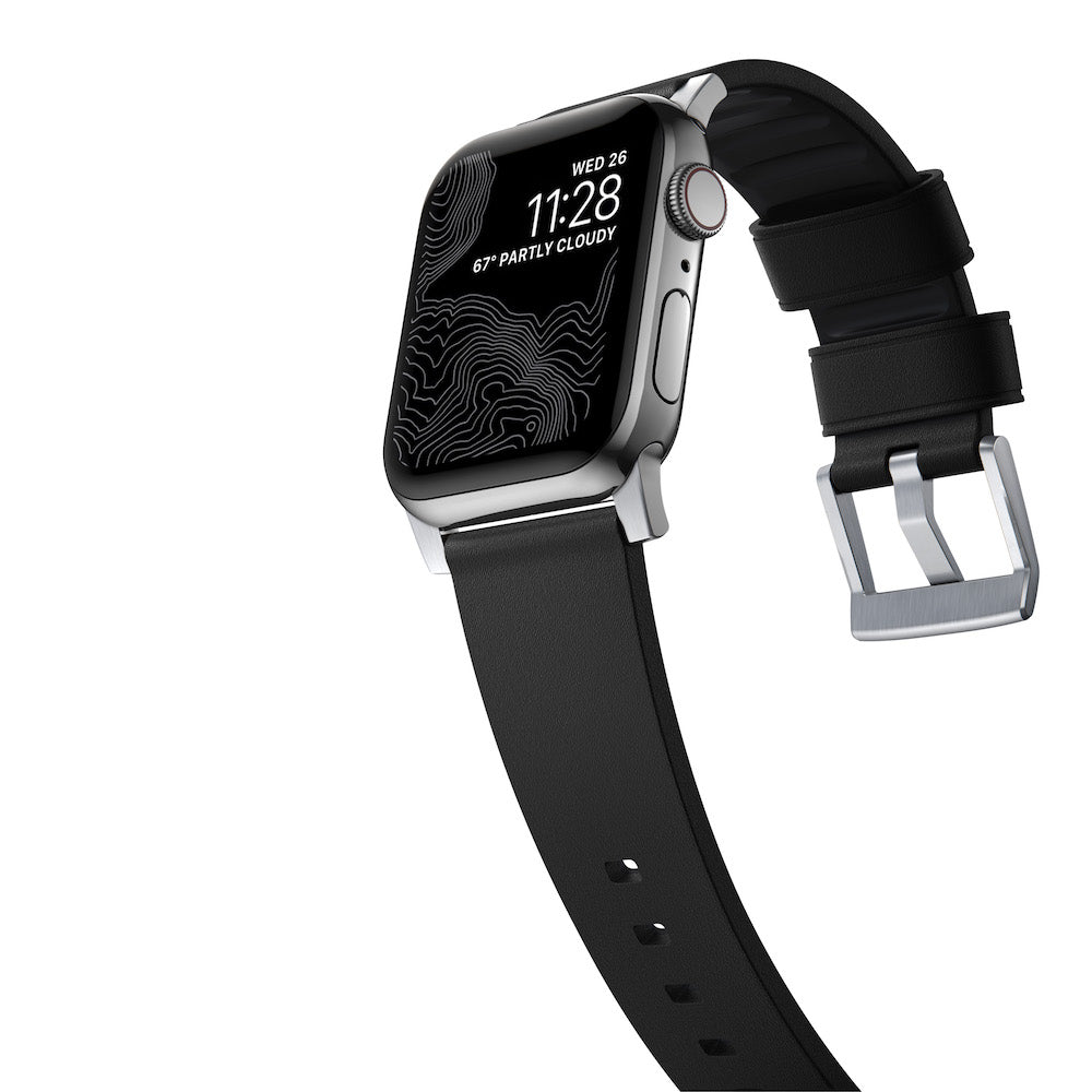 Active Strap Pro - Apple Watch 44/45/49mm - Black - Silver Hardware