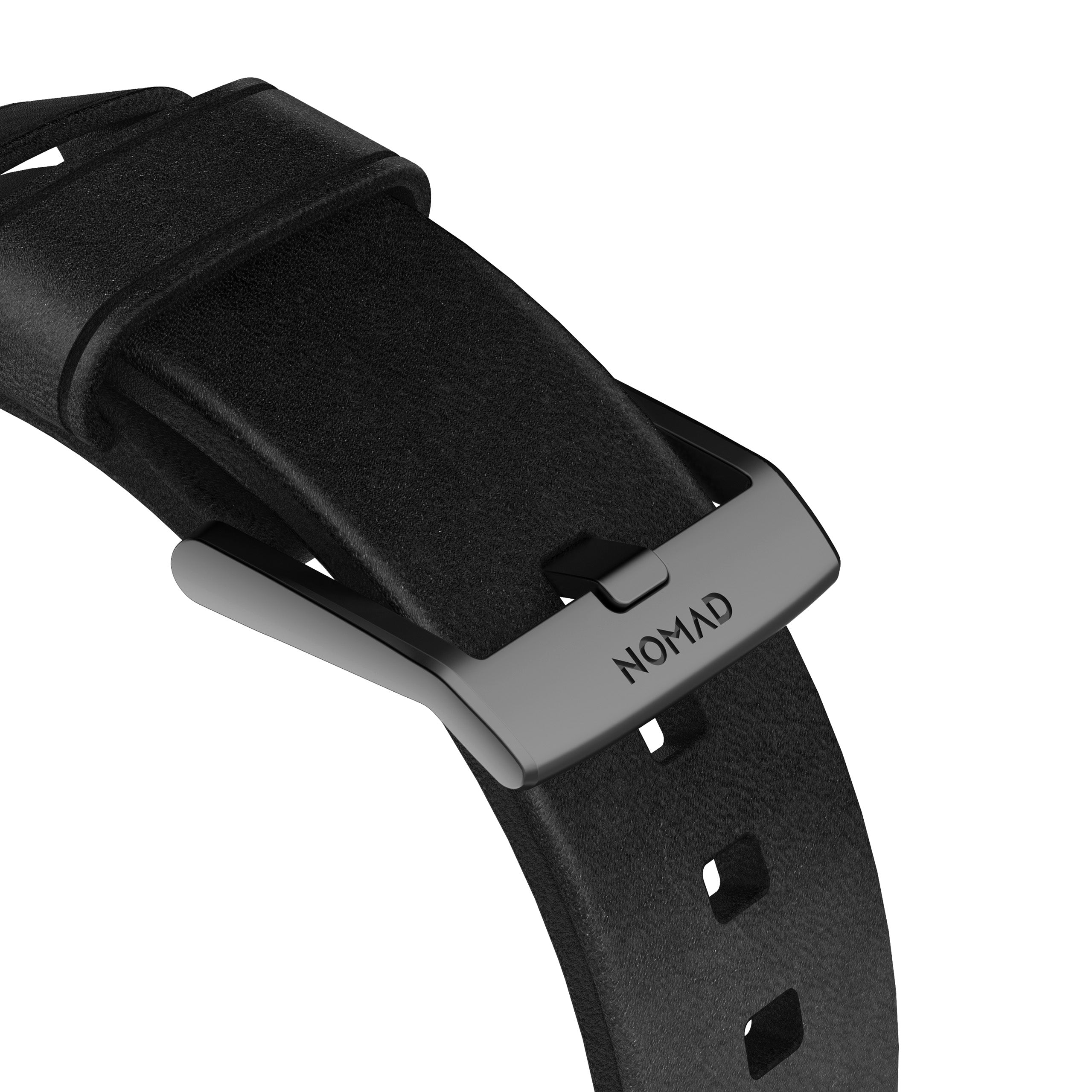Leather Strap for Apple Watch 44/45/49mm - Modern Build, Black with Black Hardware
