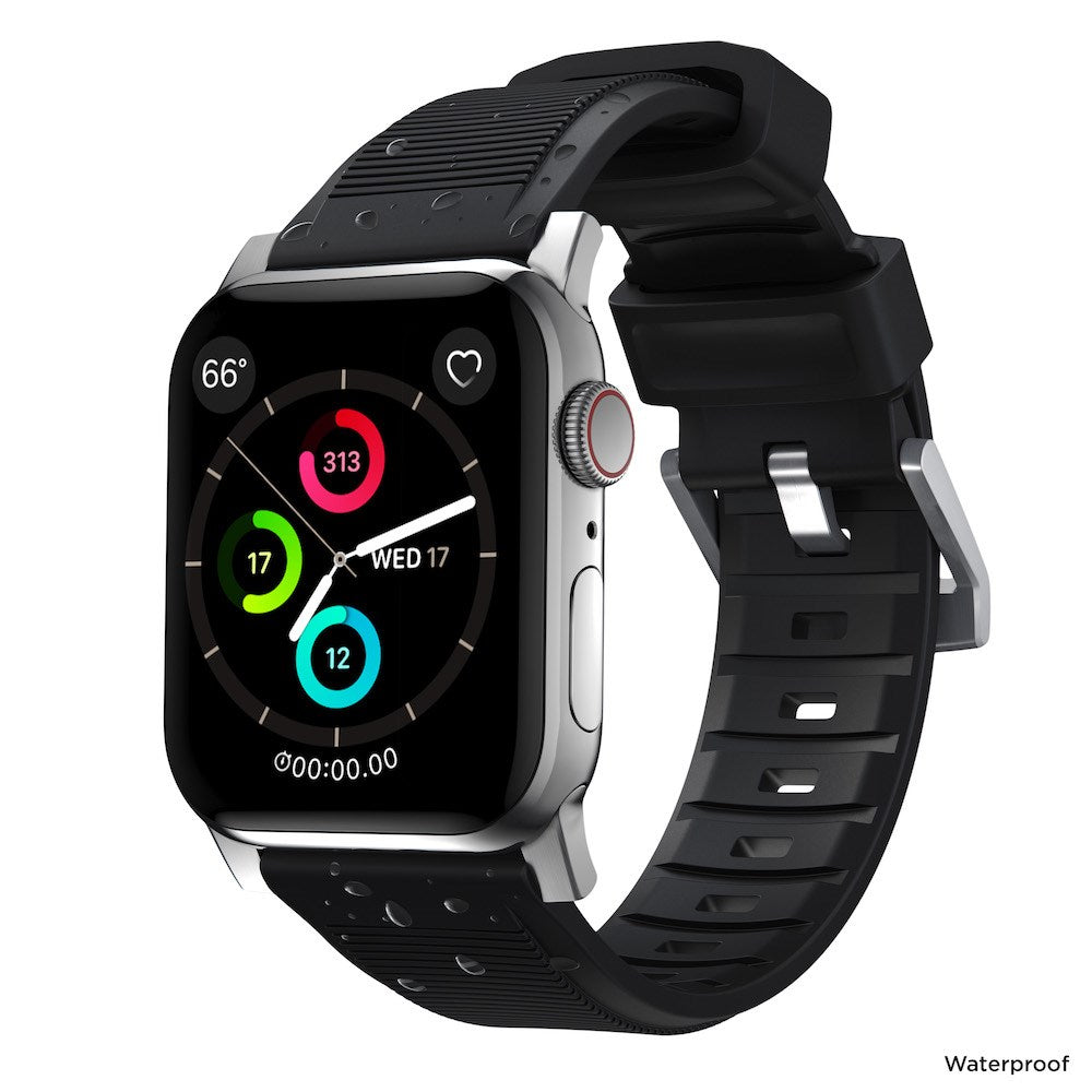 Nomad Rugged Strap for Apple Watch 44 45 49mm Silver hardware