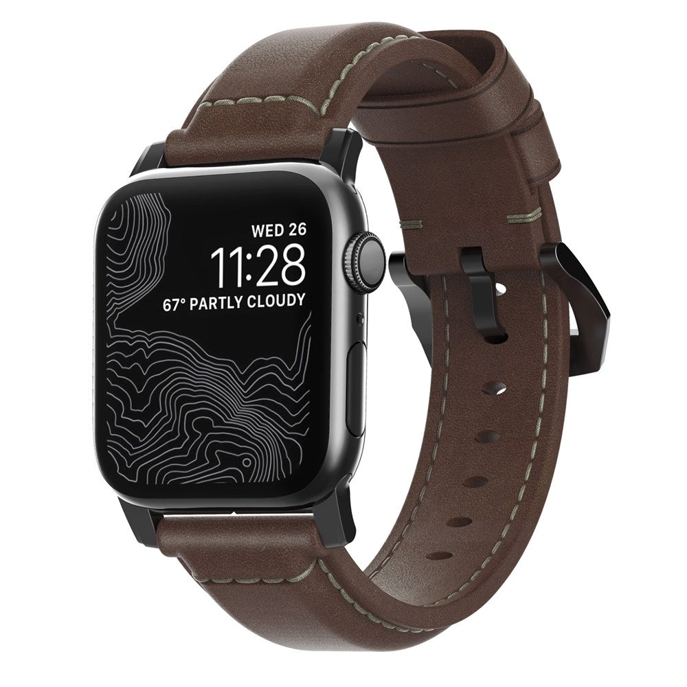 Traditional Strap for Apple Watch 44/45/49mm - Rustic Brown, Black Hardware