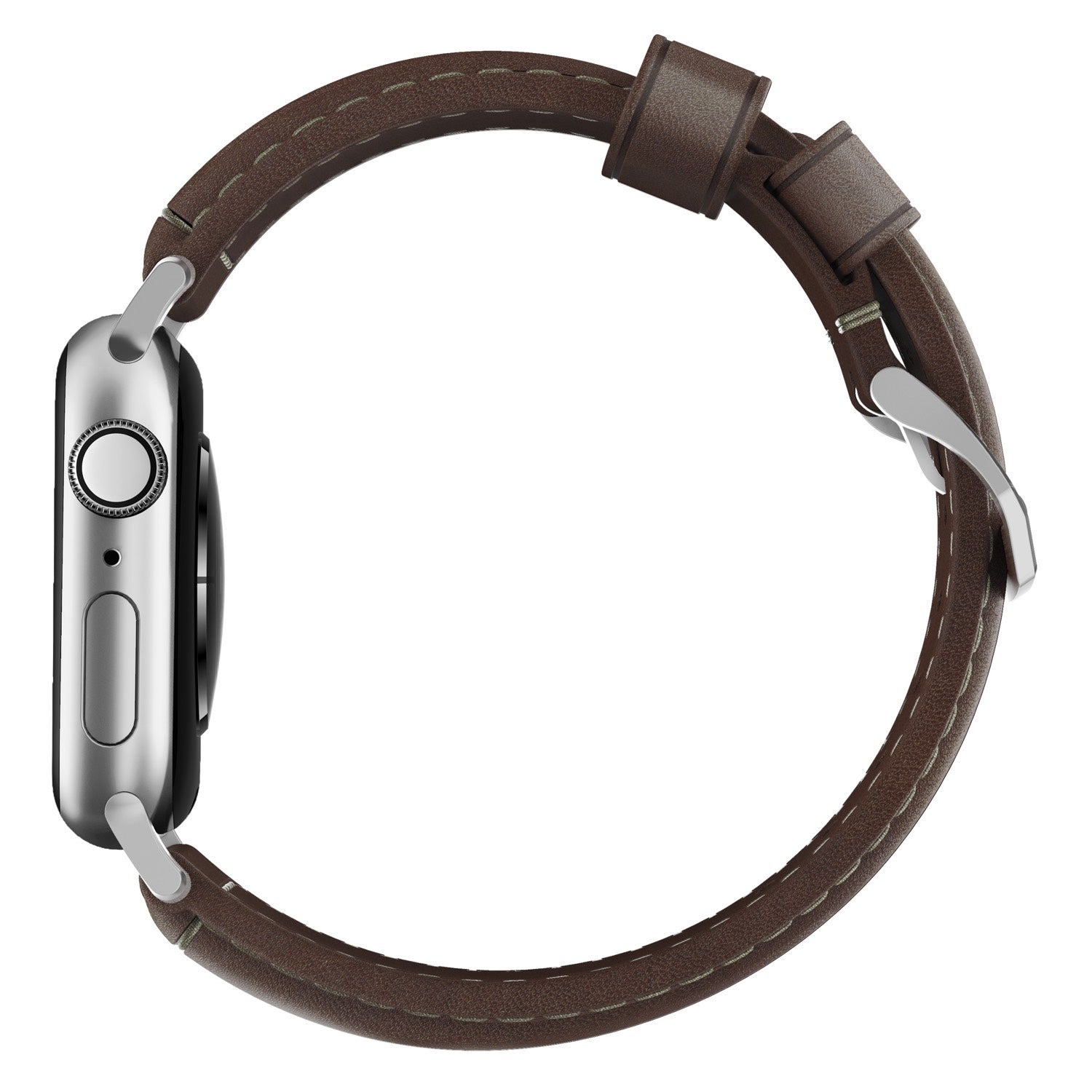 Traditional Strap for Apple Watch 44/45/49mm - Rustic Brown Silver Hardware