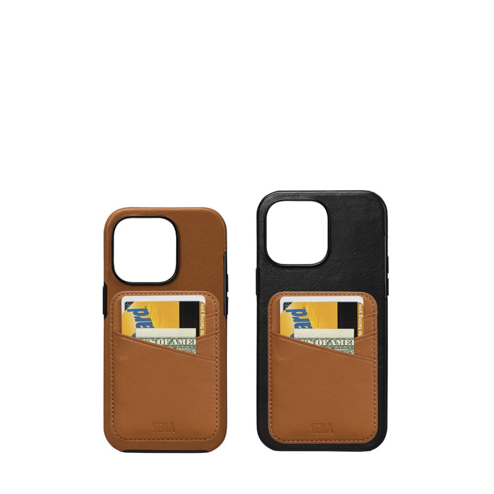 Magnetic Wallet Back for iPhone 12 ~ 15 Series - Tan